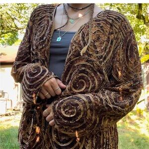 Chico’s Silk Blend Swirl Appliqué‎ Jacket